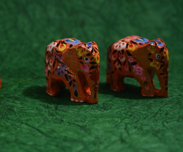 Kashmiri Paper Mache Elephant showpiece pair