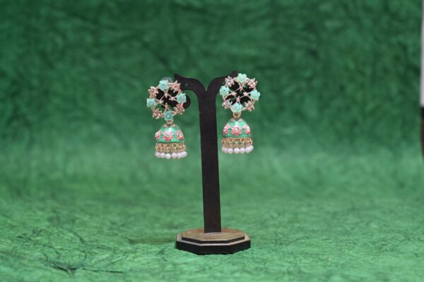 Handmade Diamond Zhumka Earrings - Image 2