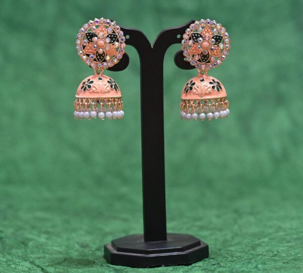 Handmade Circular Meenakari Zhumka Earrings