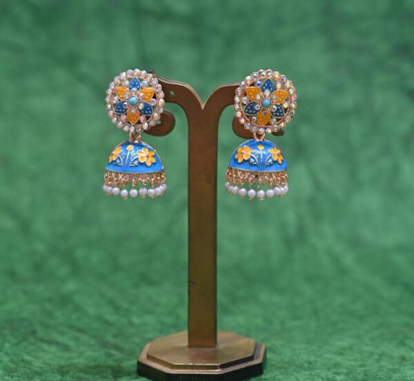 Handmade Circular Meenakari Zhumka Earrings