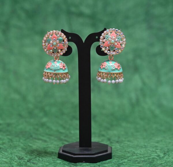 Handmade Circular Meenakari Zhumka Earrings